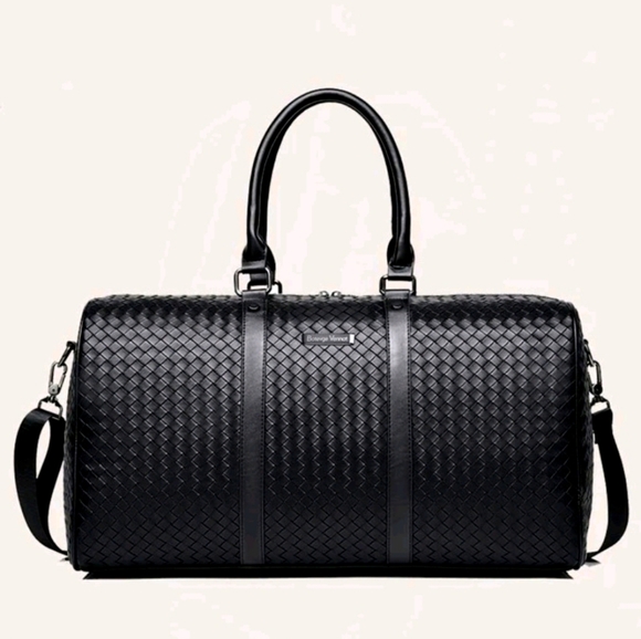 VEGAN LEATHER BRAIDED TRAVEL DUFFLE BAG